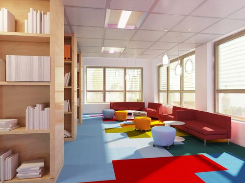 carpet tiles in a library
